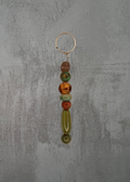 K3 - Olive Green, Amber & Terracotta Glass Bead Keychain