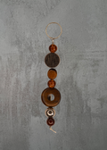 J10 - Tiger’s Eye, Amber Glass & Chrome Bead Keychain / Bag Charm