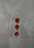 J8 - Amber Glass & Shell Bead Keychain / Bag Charm