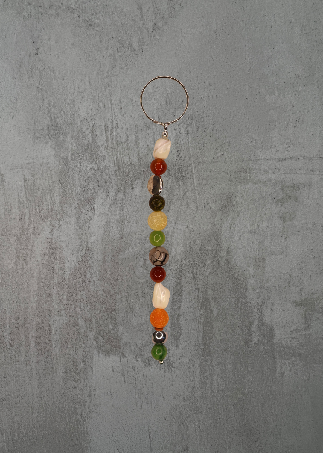 K8 - Earth-Toned Pearl & Mixed Stone Bead Keychain