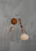 C2 - Wood Bead, Botswana Agate & Seashell Keychain