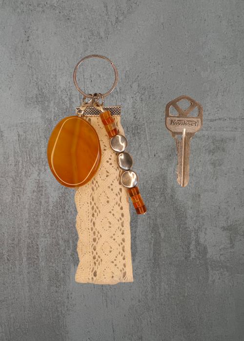 D5 - Amber Glass & Lace Keychain