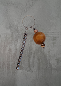 B9 - Round Wood & Chrome Beaded Keychain