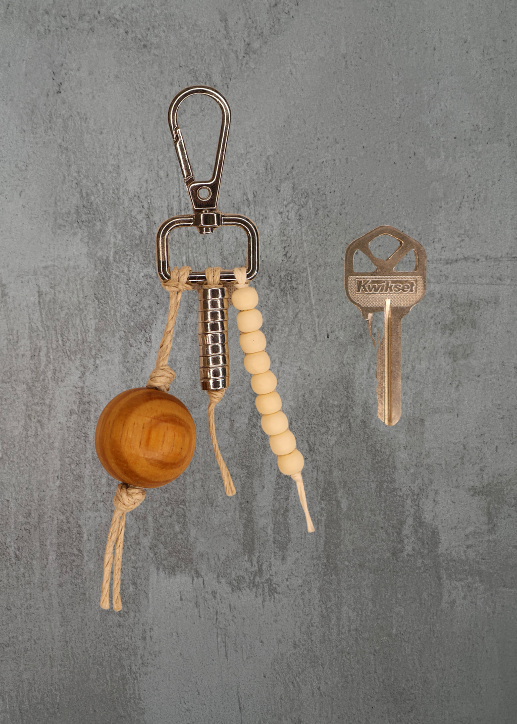 F5 - Wood & Chrome Bead Keychain/Bag Charm