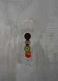 F6 - Lava Stone, Carnelian & Green Ceramic Bead Keychain