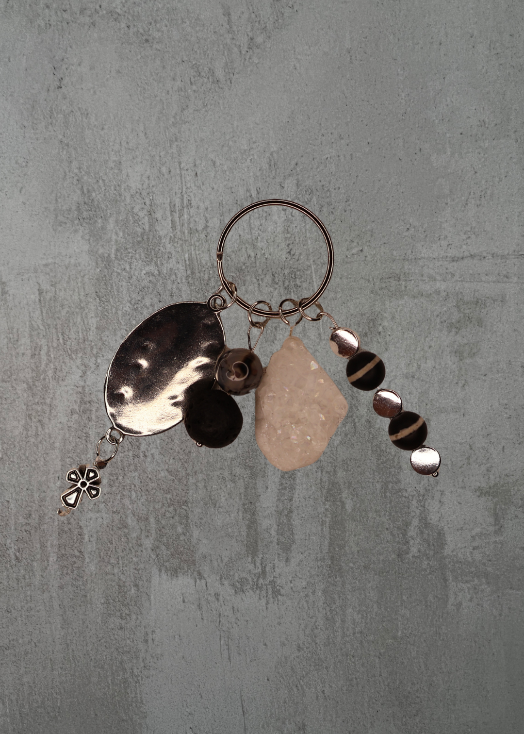 G3 - Quartz & Lava Stone Keychain