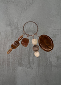 F4 - Agate, Mother of Pearl & Amber Glass Bead Keychain