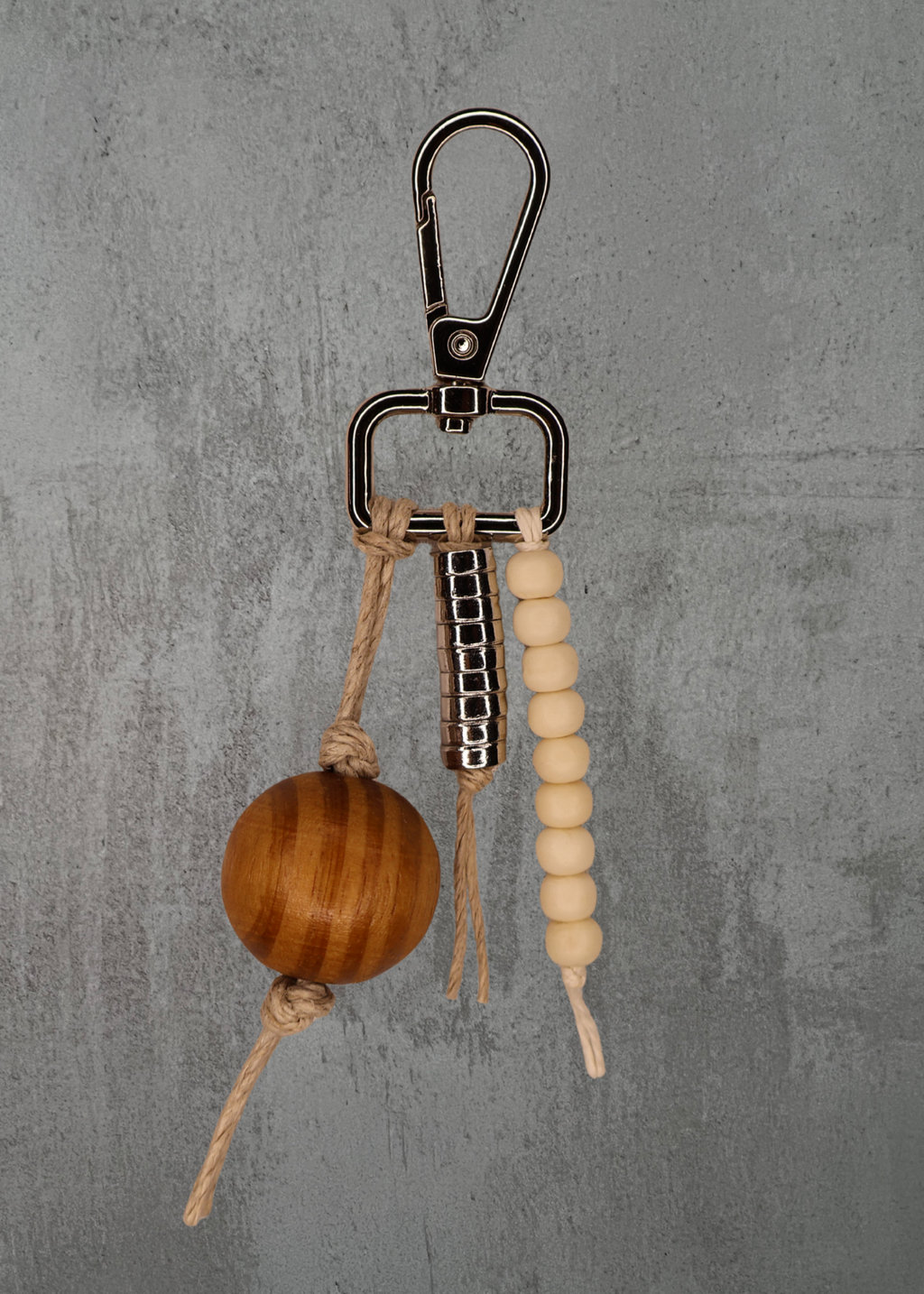 F5 - Wood & Chrome Bead Keychain/Bag Charm