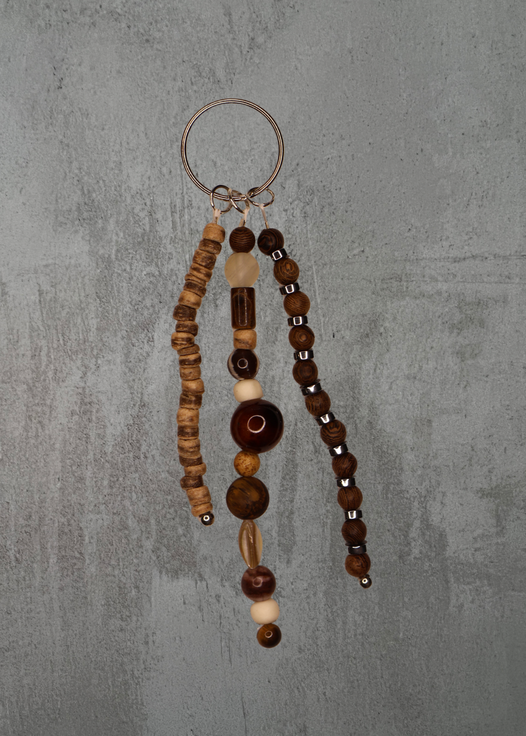 H5 - Earth Tone Multi-Strand Beaded Keychain