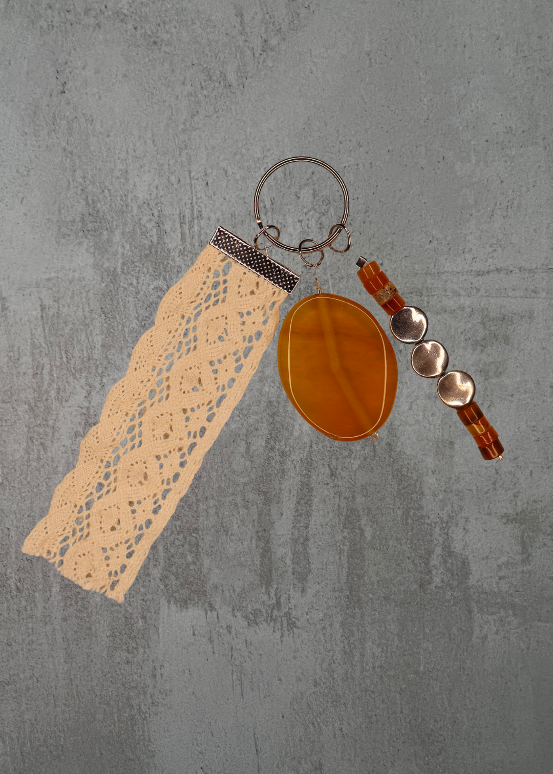 D5 - Amber Glass & Lace Keychain