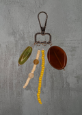 E1 - Green Ceramic & Amber Keychain / Bag Charm