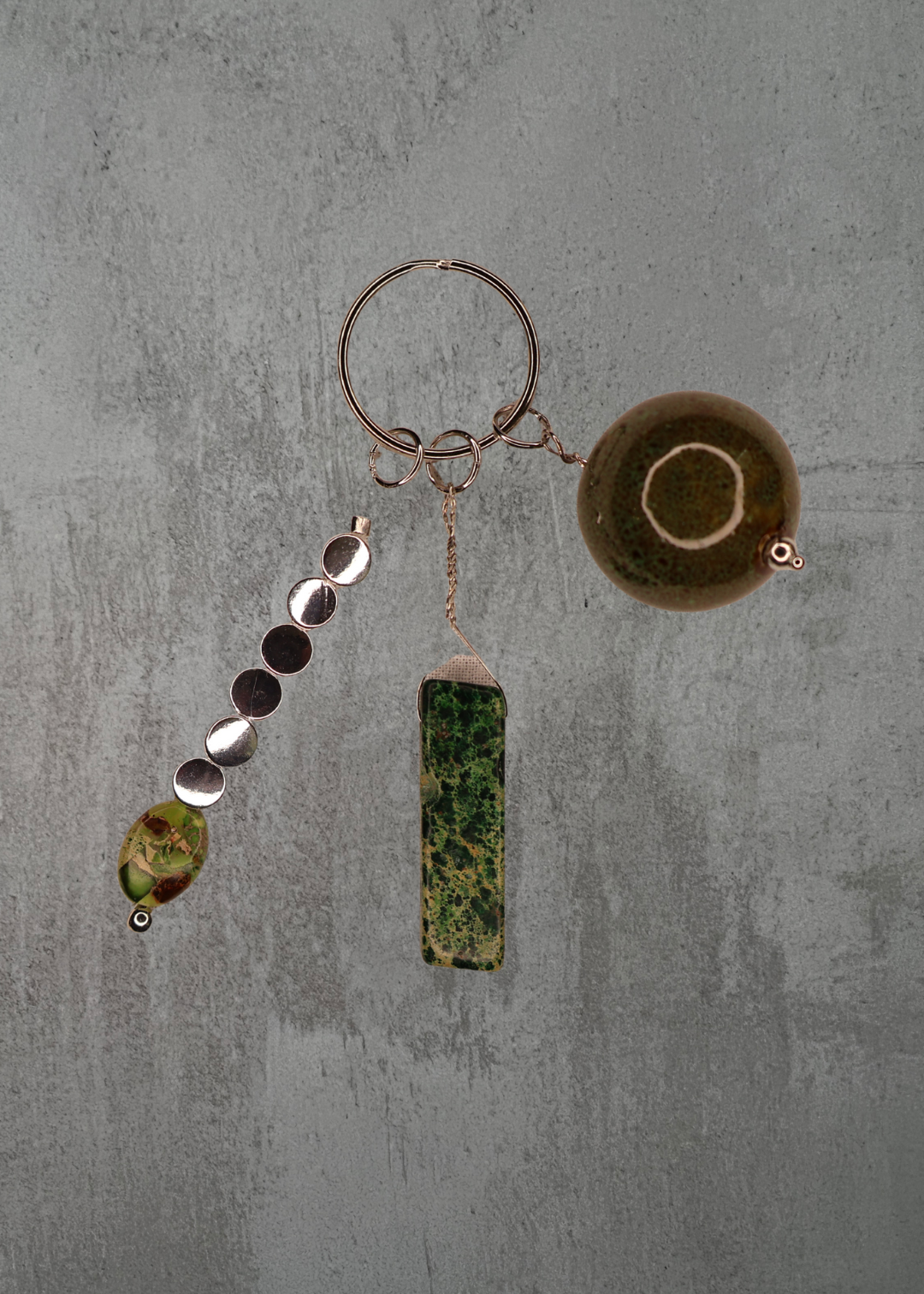 E4 - Sea Sediment Jasper & Green Ceramic Keychain