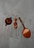E10 - Wood & Carnelian Chip Bead Keychain / Bag Charm